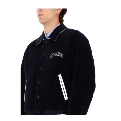 Navy Corduroy Varsity Bomber - Image 4