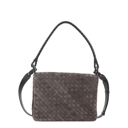 Intrecciato Suede Shoulder Bags - Brown - Image 2