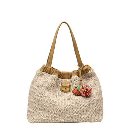 Cristina One Size Two-Way Weave Tote - Natural - Image 1