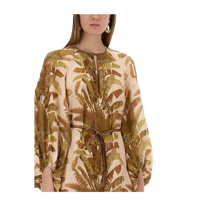 Palm Ascension Linen Midi Dress - Image 4