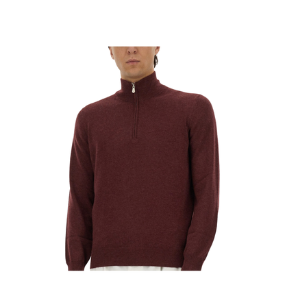 High-necked cashmere sweater with zip opening - Image 4
