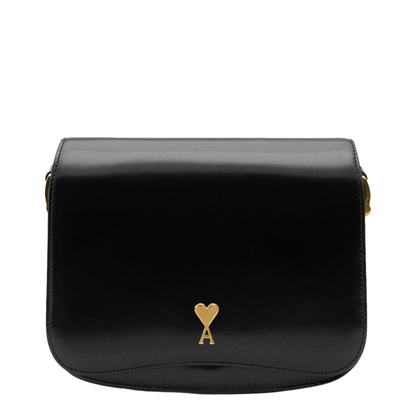 Black Glazed Leather Bag - Image 1