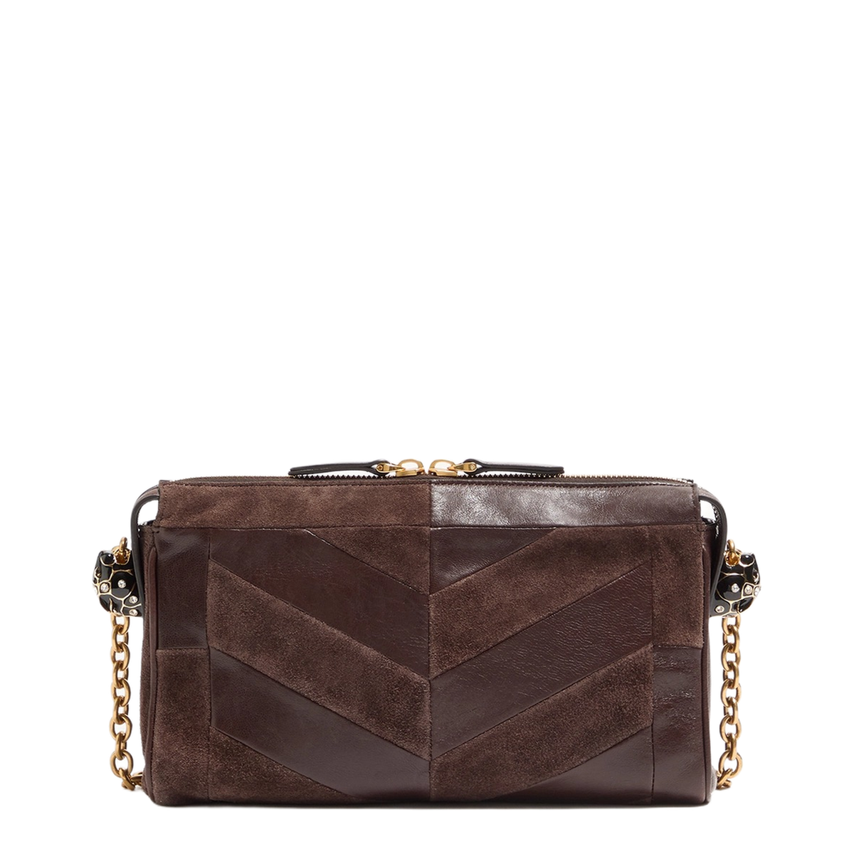Panthea Small Suede and Nappa Patchwork Shoulder Bag - Ebony - Image 4