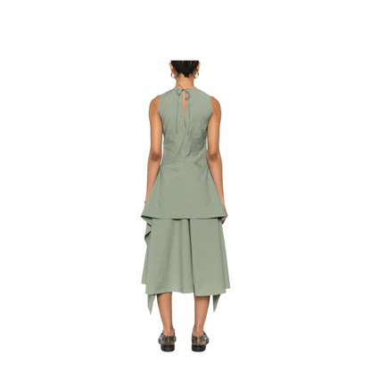 Wrap Dress in Cotton Blend Green - Image 4