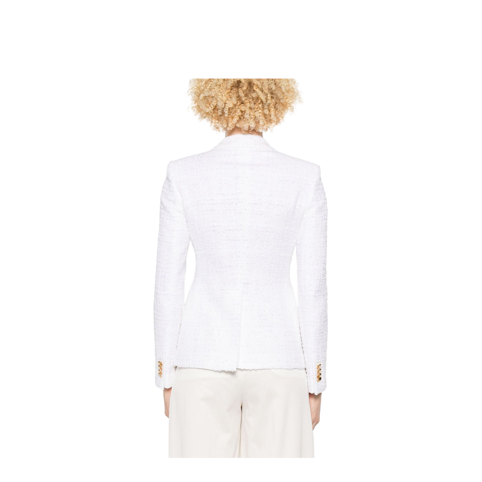 Cotton Single-Breasted Jacket - White - Image 5