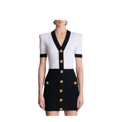 Two-tone cable-knit bodycon dress - Image 4