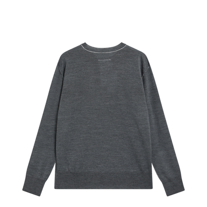Grey Wool Sweater with Numeric Logo - Image 2