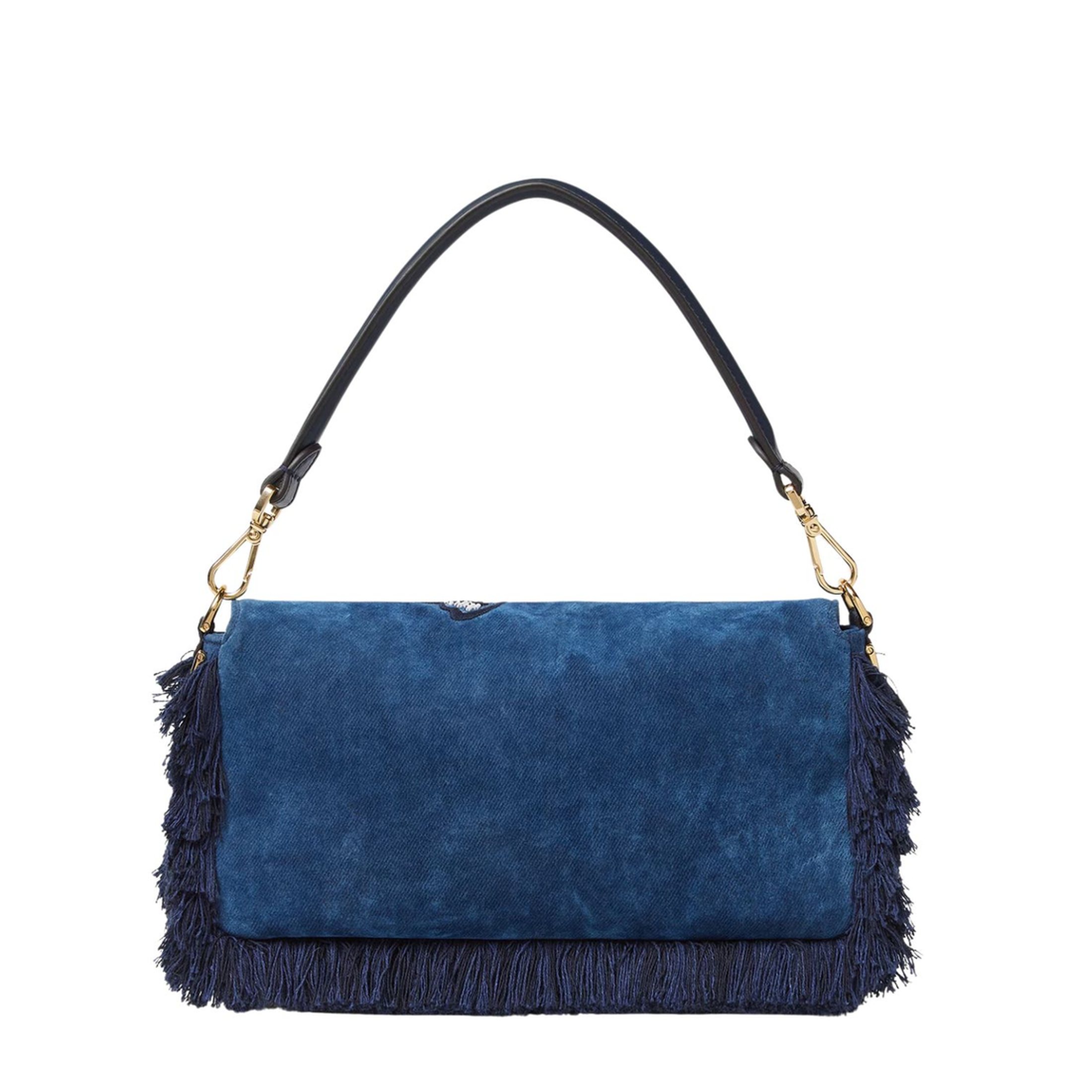 Baguette Flocked Denim Shoulder Bag - Bleu - Image 3