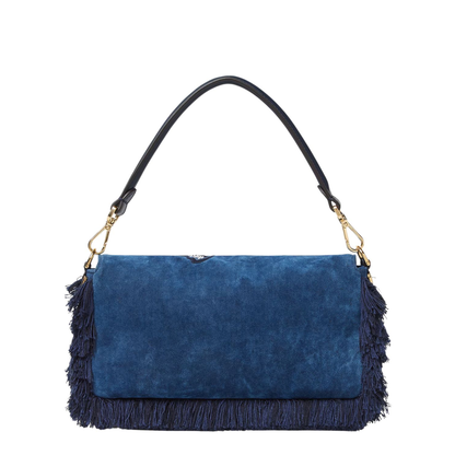 Baguette Flocked Denim Shoulder Bag - Bleu - Image 3