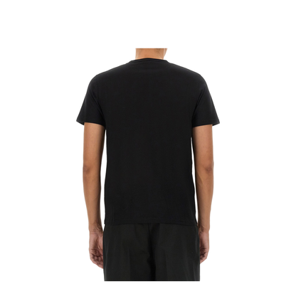 Black Cotton Jersey Crepe Crewneck T-Shirt - Image 3