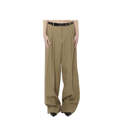 Pinstriped Virgin Wool And Linen Trousers - Image 1
