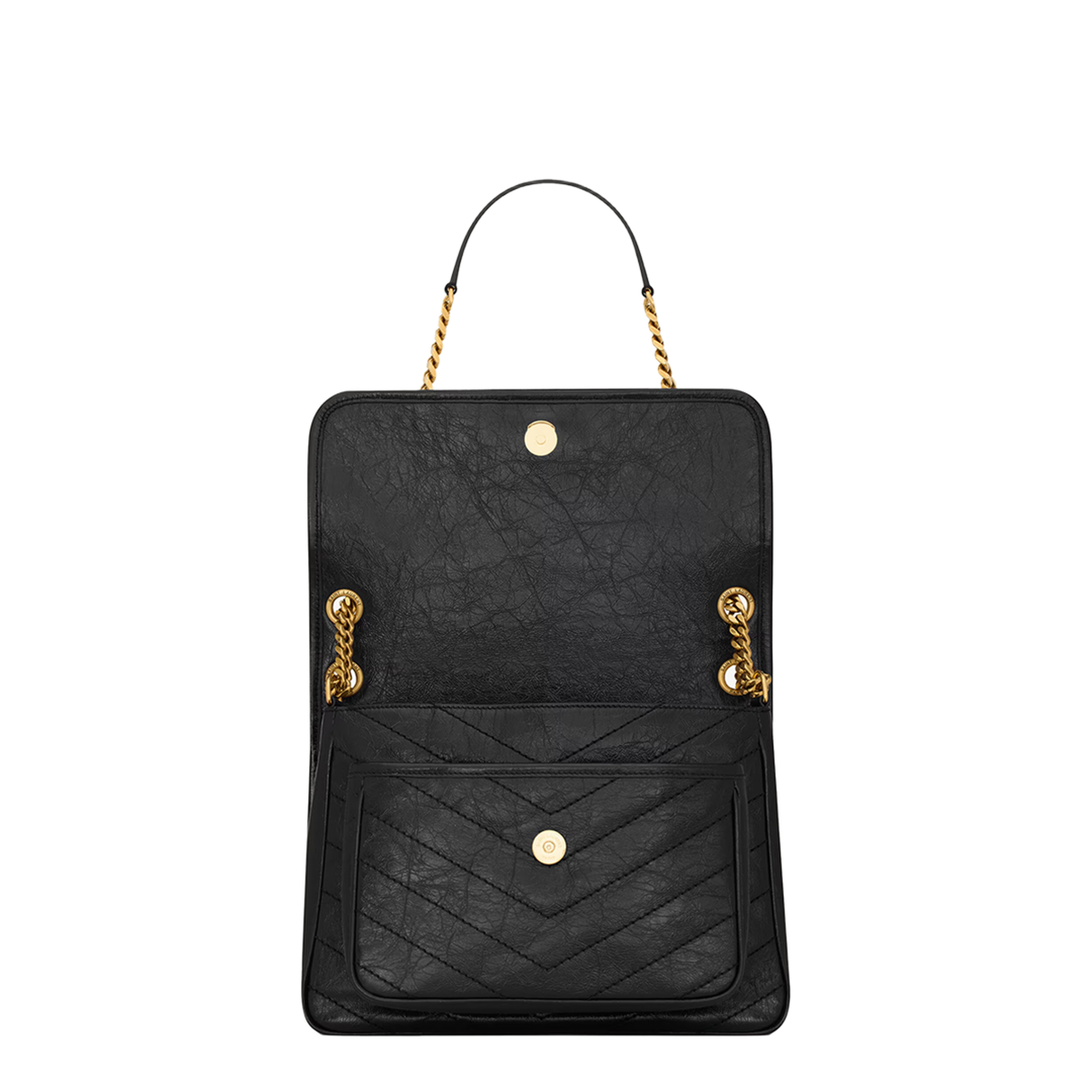 Niki Medium Calf Leather Shoulder Bag - Black - Image 11