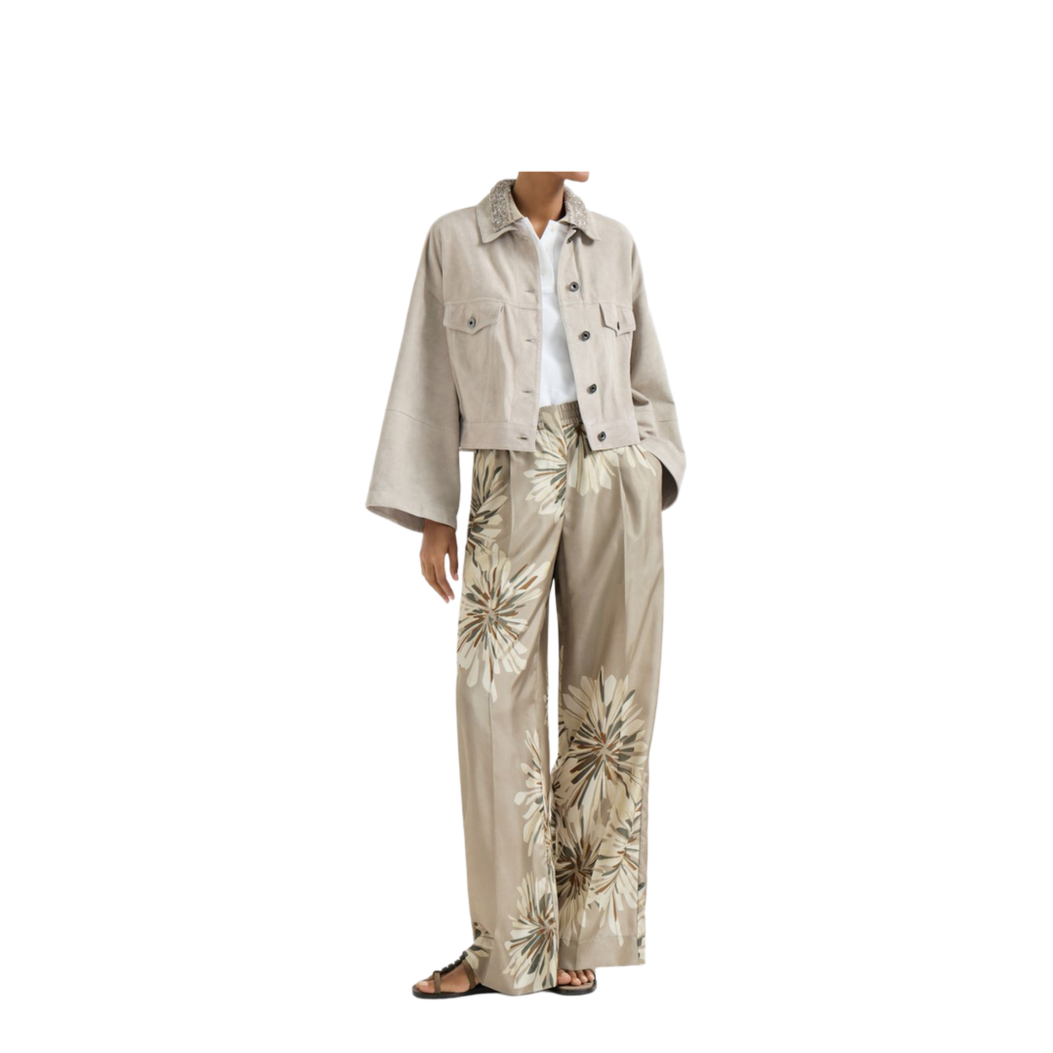 Bloom Pattern Pants Khaki - Image 5