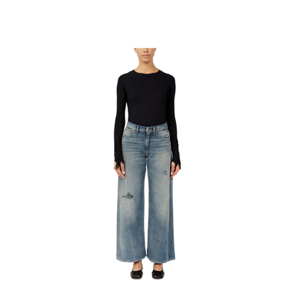 Wide-leg jeans with worn effect - Image 4