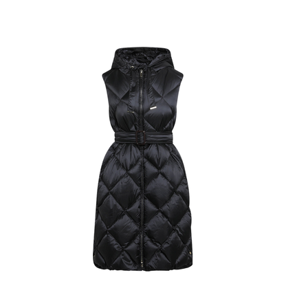 Black Belted Sleeveless Down Jacket - Image 1