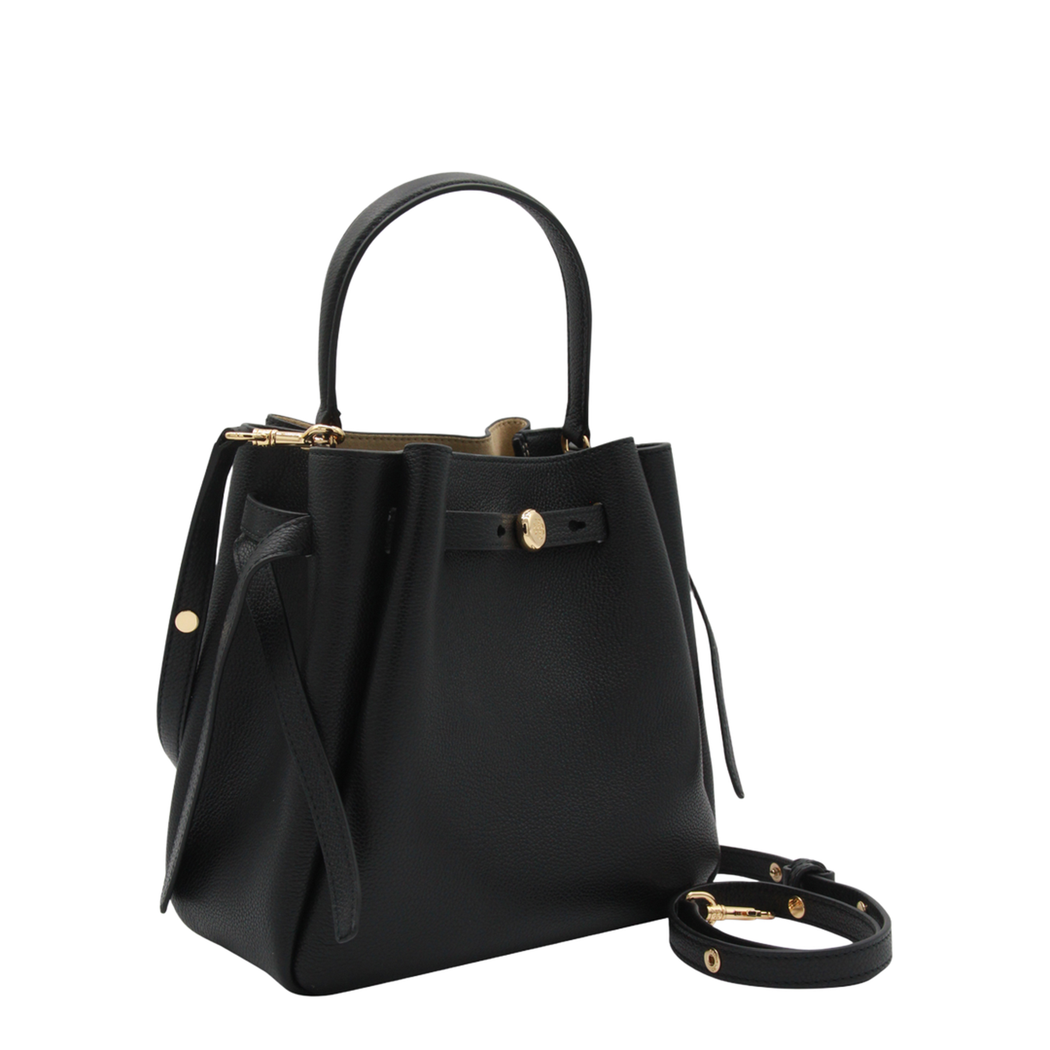 Romy Pebbled Leather Bucket Bag - Black - Image 4