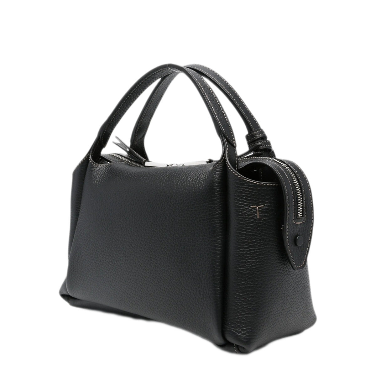 Medium Leather Top Handle Bag - Black - Image 3