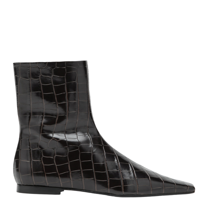 Brown Crocodile-Effect Leather Chelsea Boots with Zip - Image 1