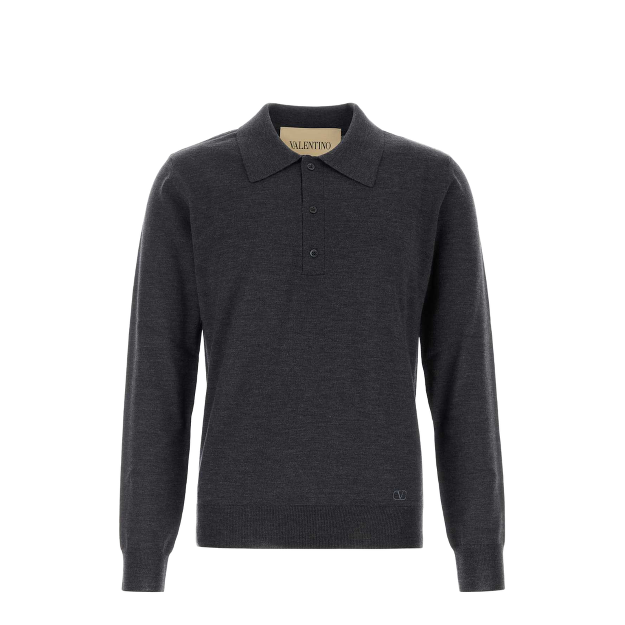 Charcoal Wool Polo Shirt - Image 1