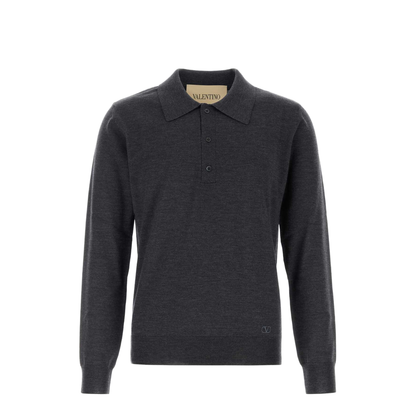 Charcoal Wool Polo Shirt - Image 1
