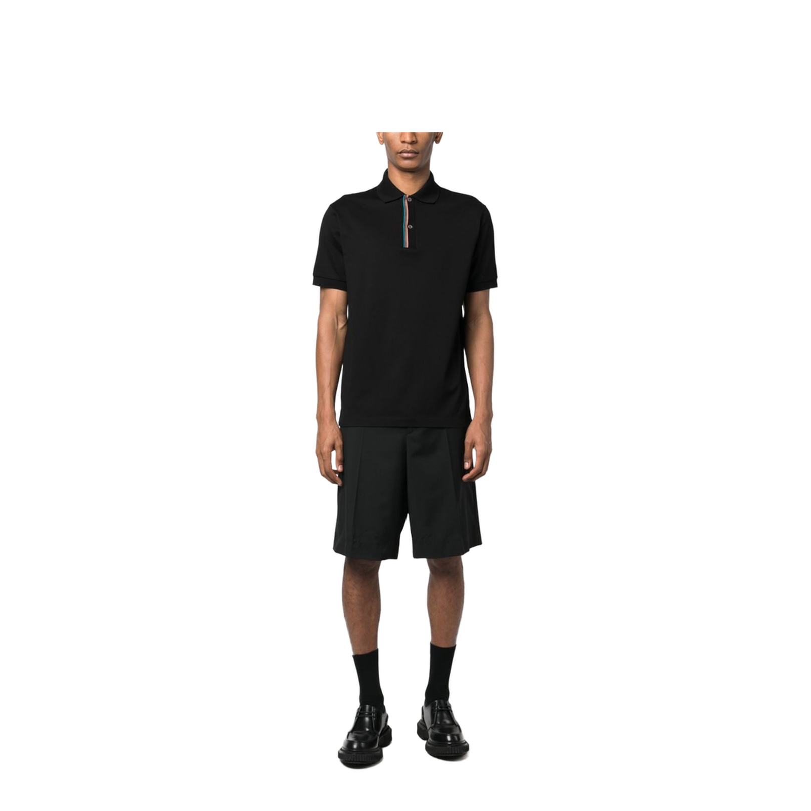 Black Cotton Polo Shirt - Image 3
