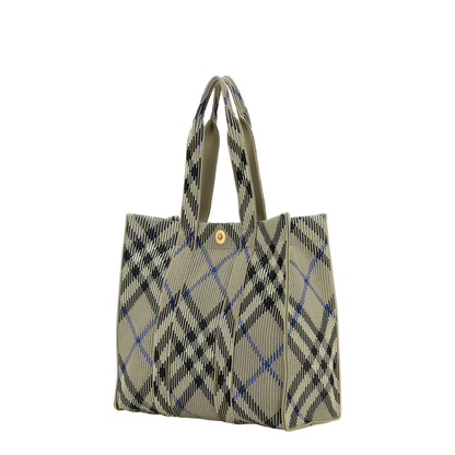 Embroidered Canvas Medium Check Shopping Bag - Image 2