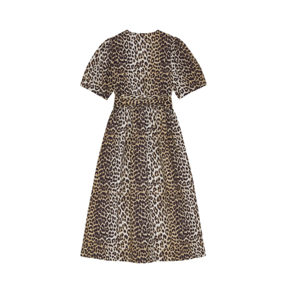 Leopard Print Tie Strap Midi Dress In Brown - Image 6