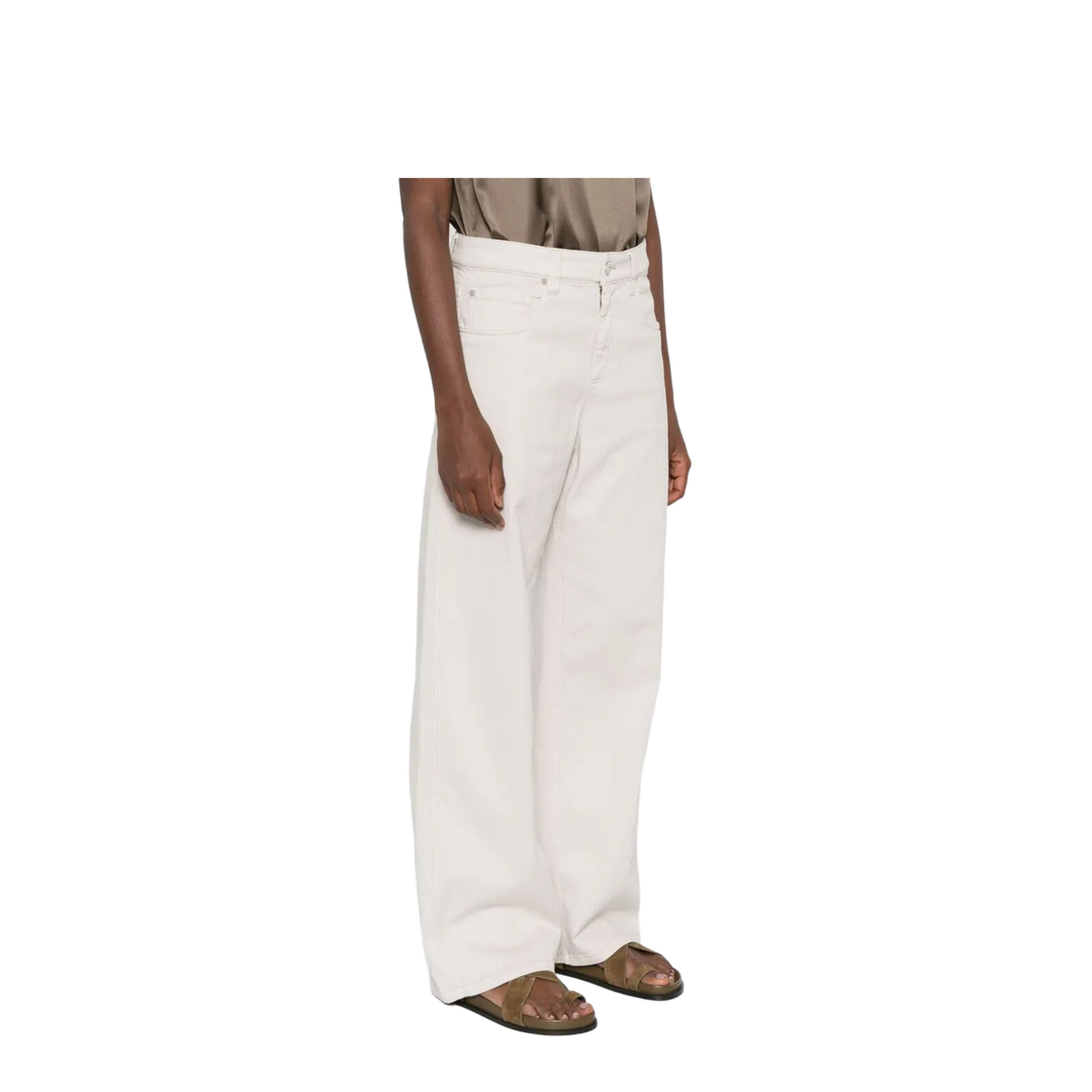 Stretch Dyed Denim Loose Barrel Jeans with Monili - Image 4