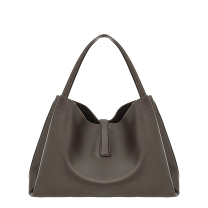Large Leather Shoulder Bag - Grey - Image 3