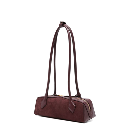 Le Teckel Small Bi-material Leather Shoulder Bag - Rouge Grenat - Image 5