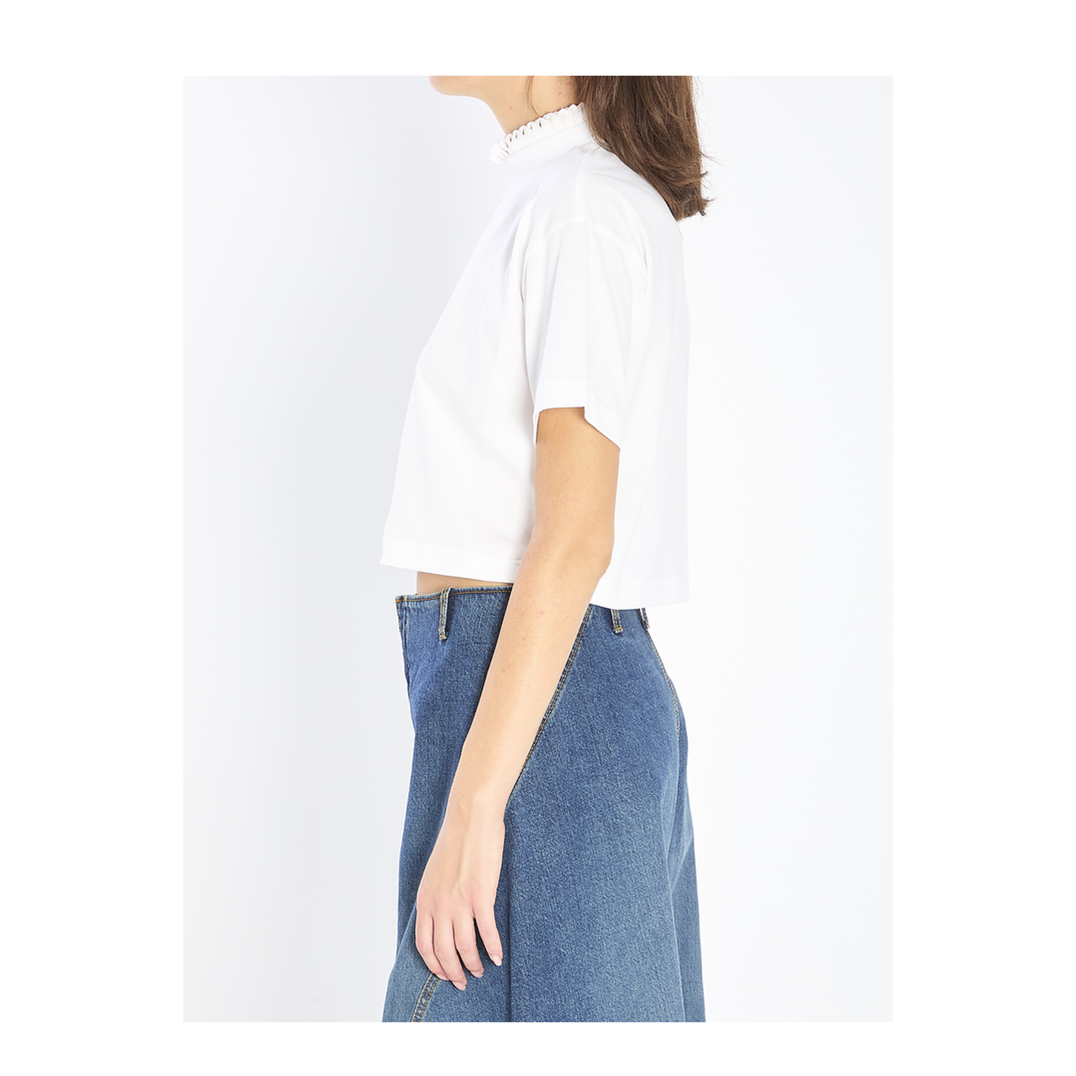 Cropped T-shirt in Cotton Jersey - Image 3