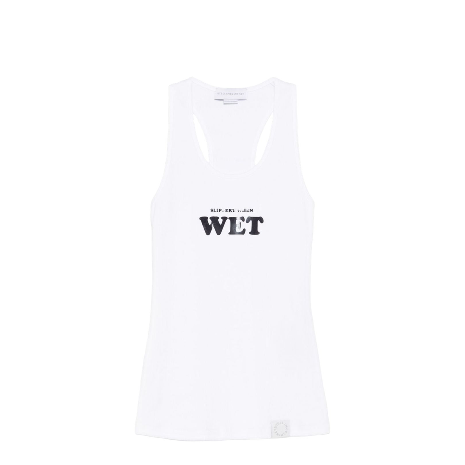 Pure White Slippery When Wet Racerback Tank Top - Image 1