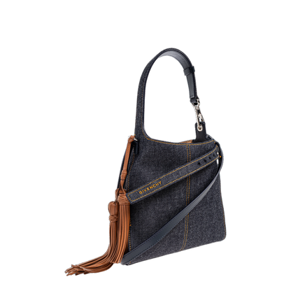 Mini Belted Hobo Bag in Denim - Indigo Blue - Image 4