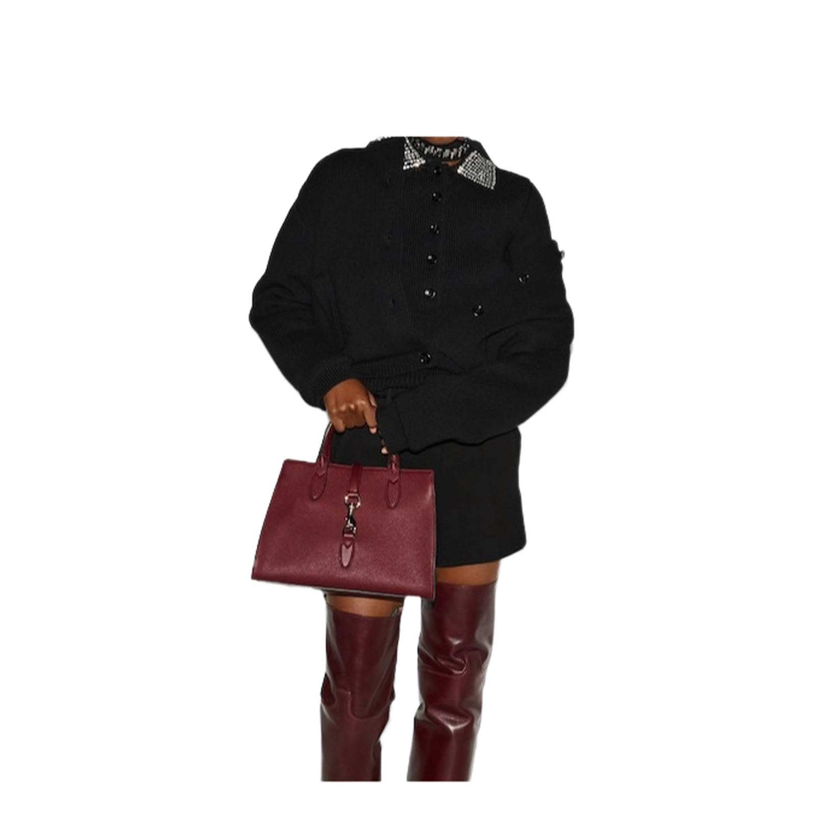 Softbit Medium Leather Top Handle Bag - Burgundy - Image 5
