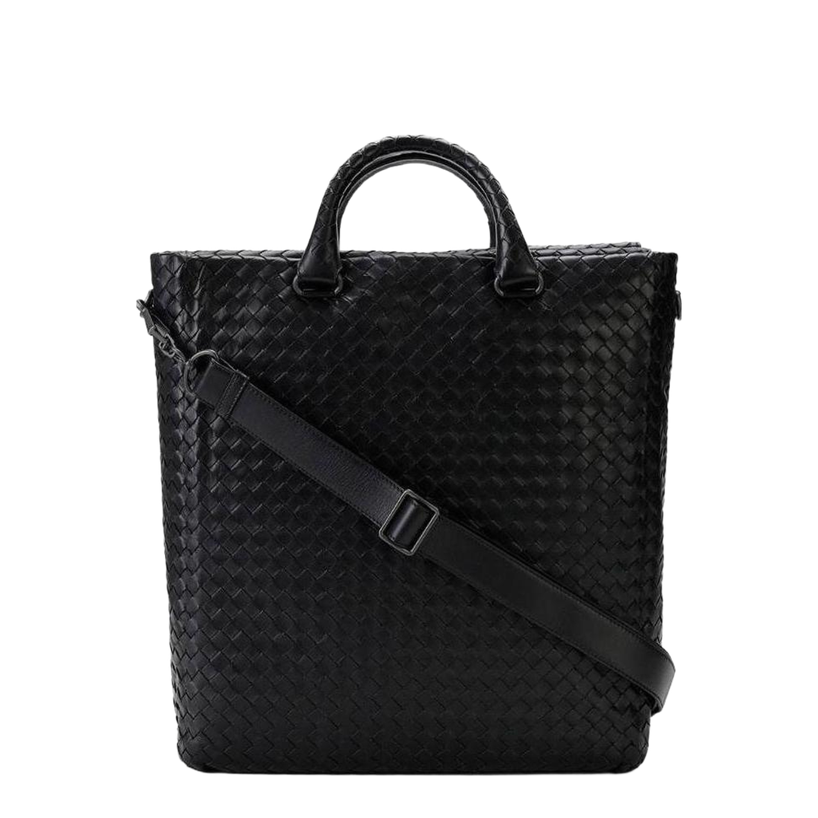 Intrecciato Leather Shoulder Bags - Black - Image 1
