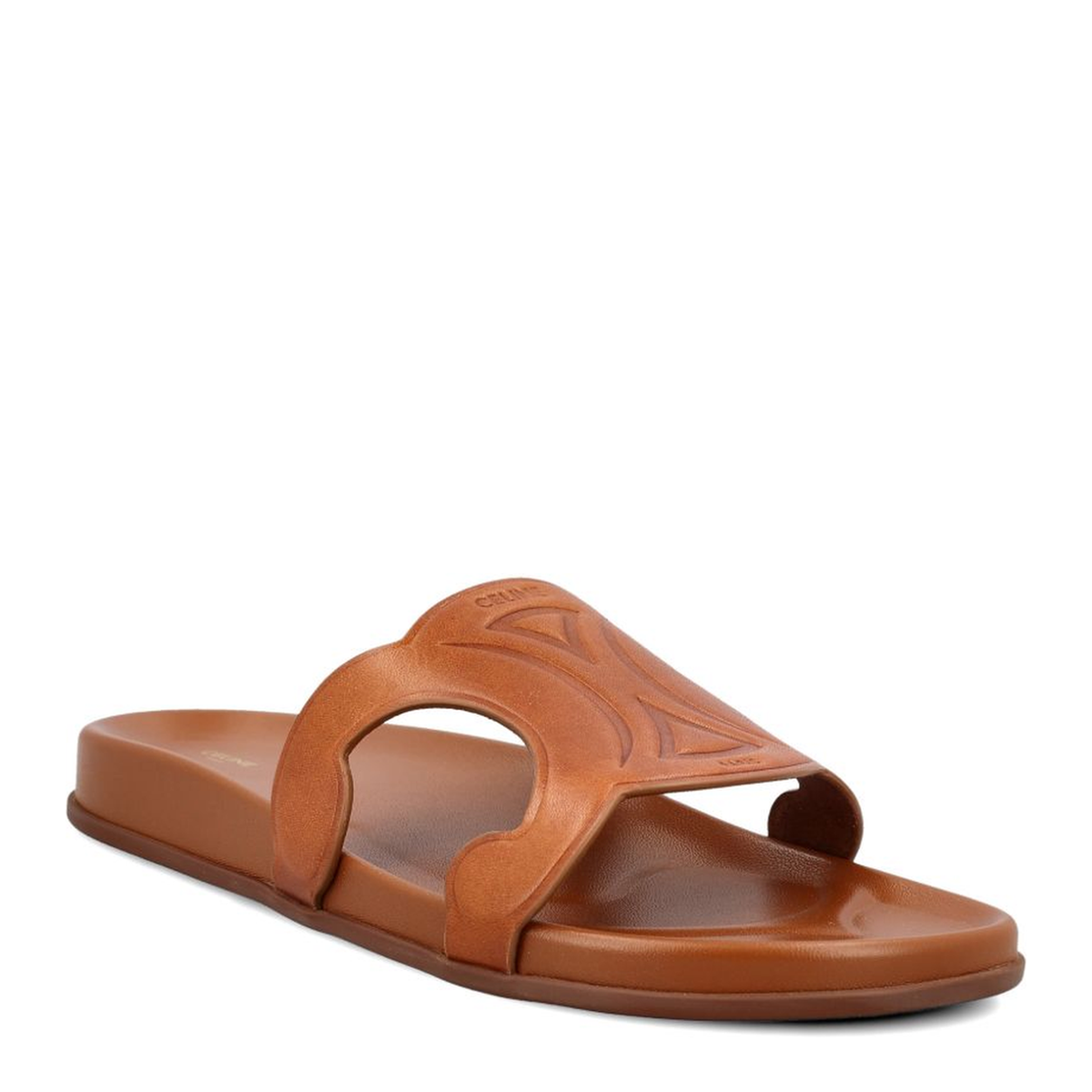 Triomphe Leather Sandals In Brown - Image 4