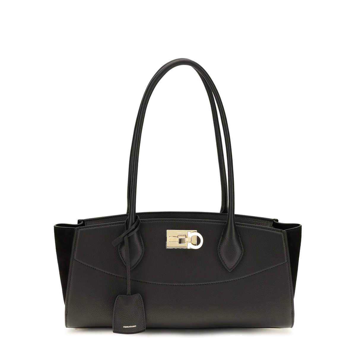 Studio Soft Medium Calfskin Suede Shoulder Bag - Nero - Image 1