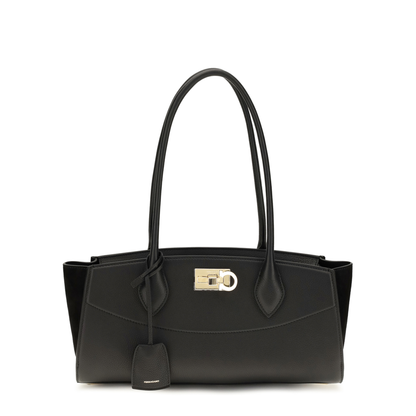Studio Soft Medium Calfskin Suede Shoulder Bag - Nero - Image 1
