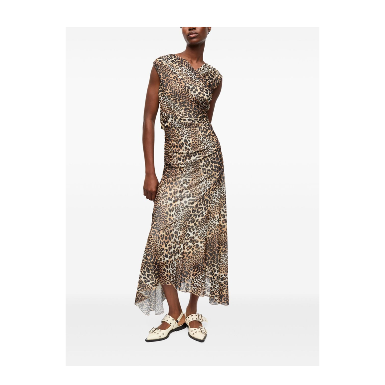 Asymmetric Hem V-Neck Top - Image 6