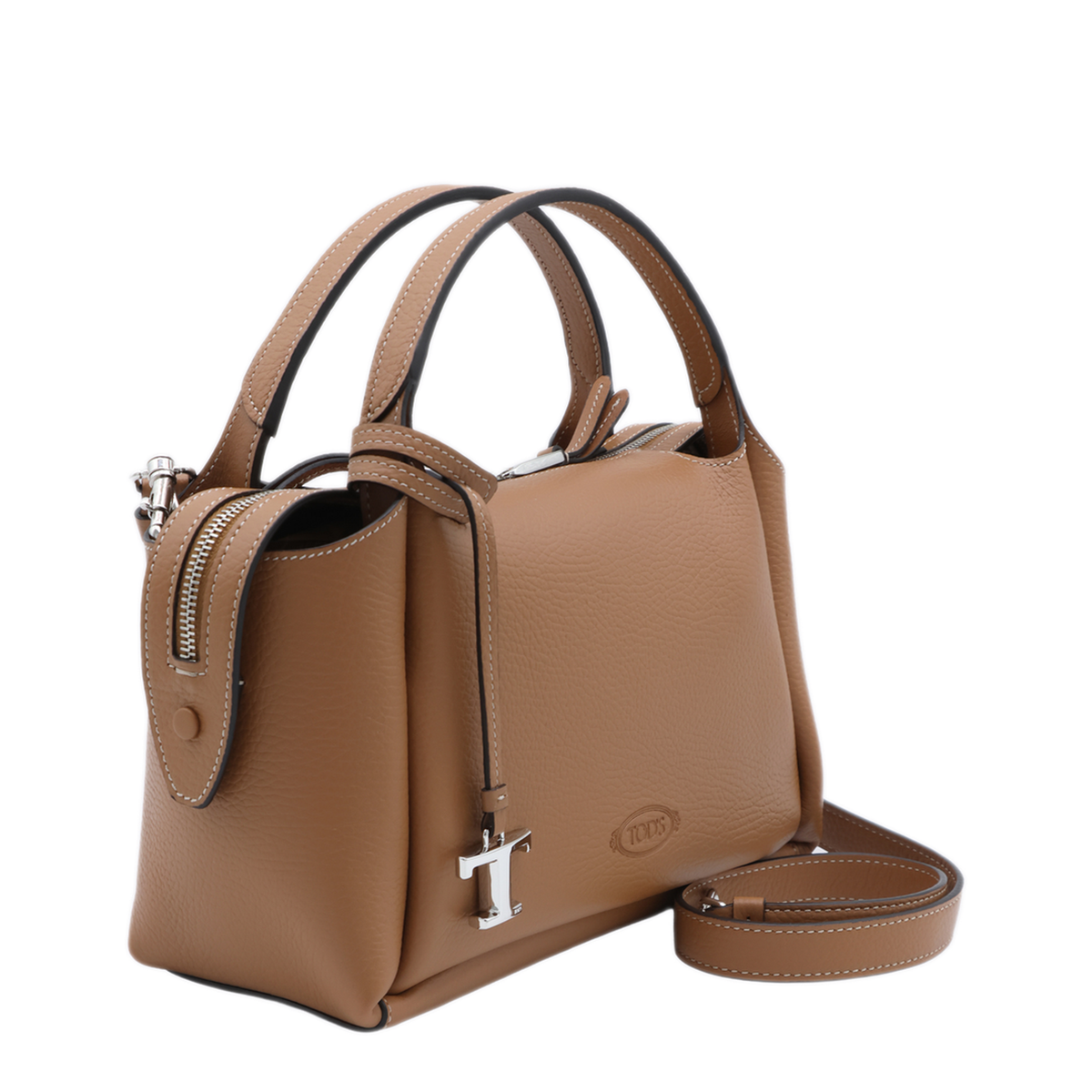 Leather Top Handle Bag - Brown - Image 4
