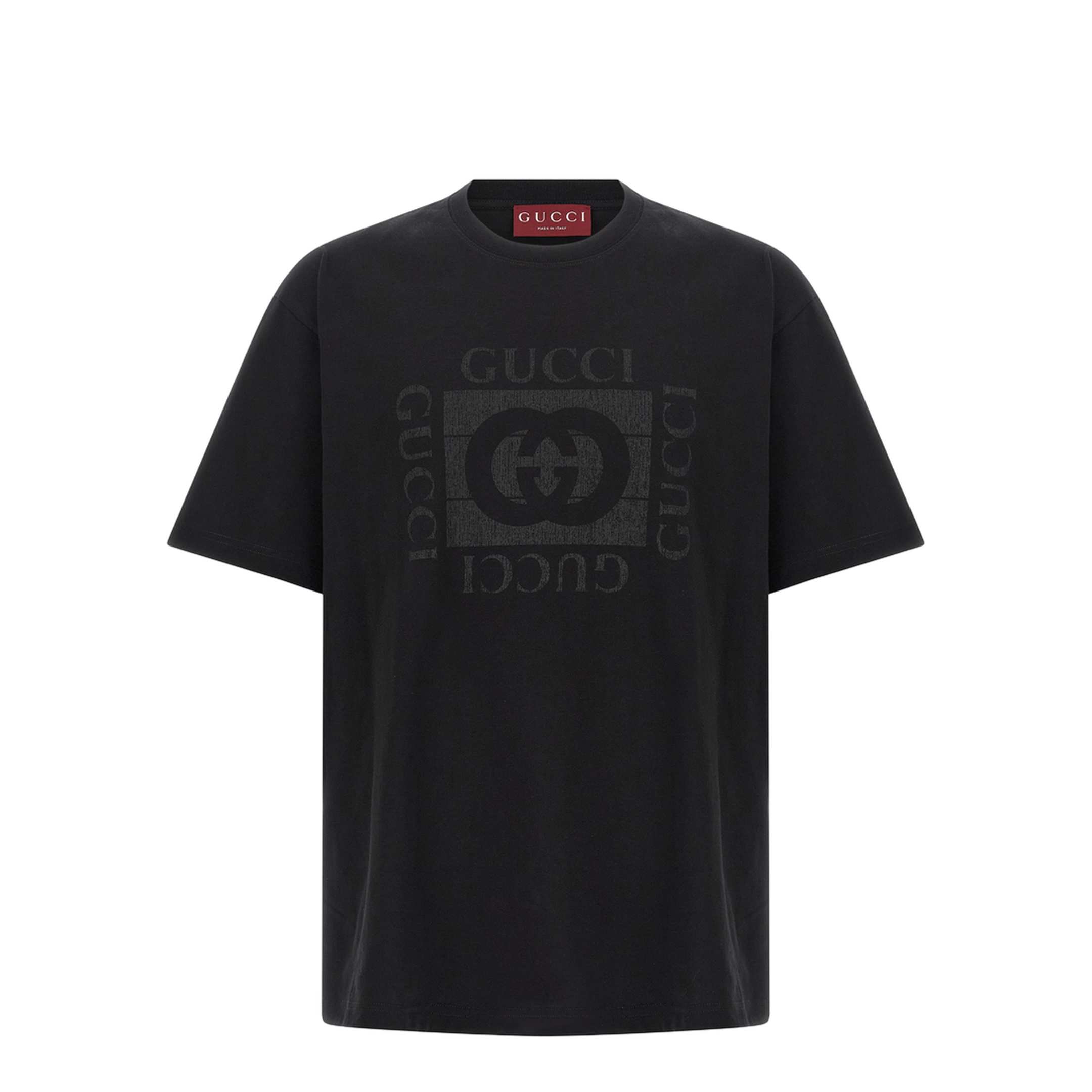 Cotton Jersey T-Shirt with Print in Black - Image 1