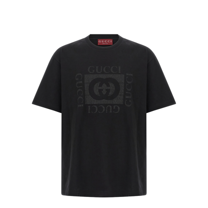 Cotton Jersey T-Shirt with Print in Black - Image 1