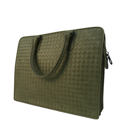 Intrecciato Leather Briefcase - Green - Image 2