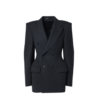 Grey Double-Breasted Cashmere Jacket - Image 1