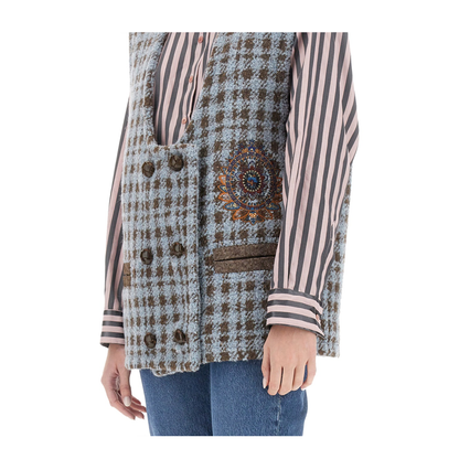 Checked Wool Blend Vest - Image 4