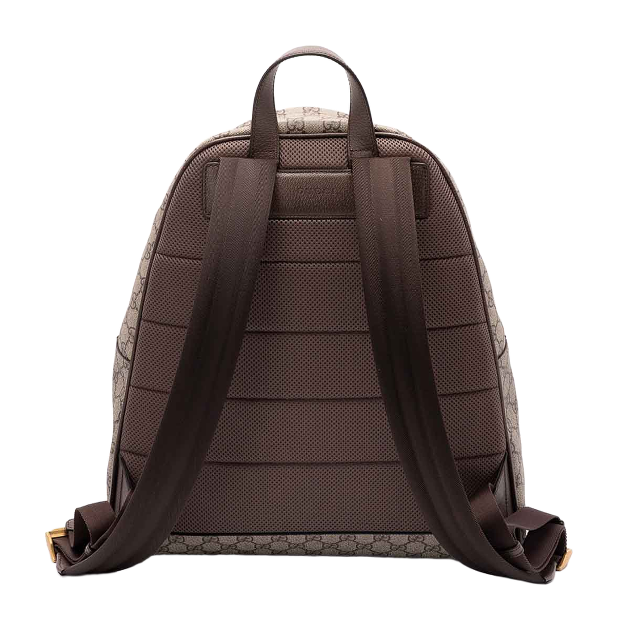 Medium Backpack in Beige and Dark Brown Fabric - Image 2