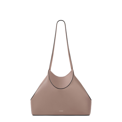 Facet Small Grained Leather Tote Bag - Taupe - Image 1