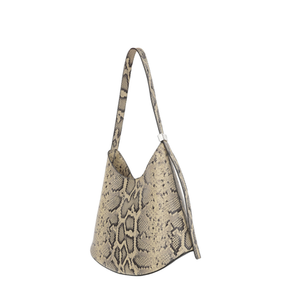 Eldorado Medium Python-Print Leather Shoulder Bag - Sand Beige - Image 3