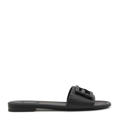 Black Leather Baguette Slides - Image 1
