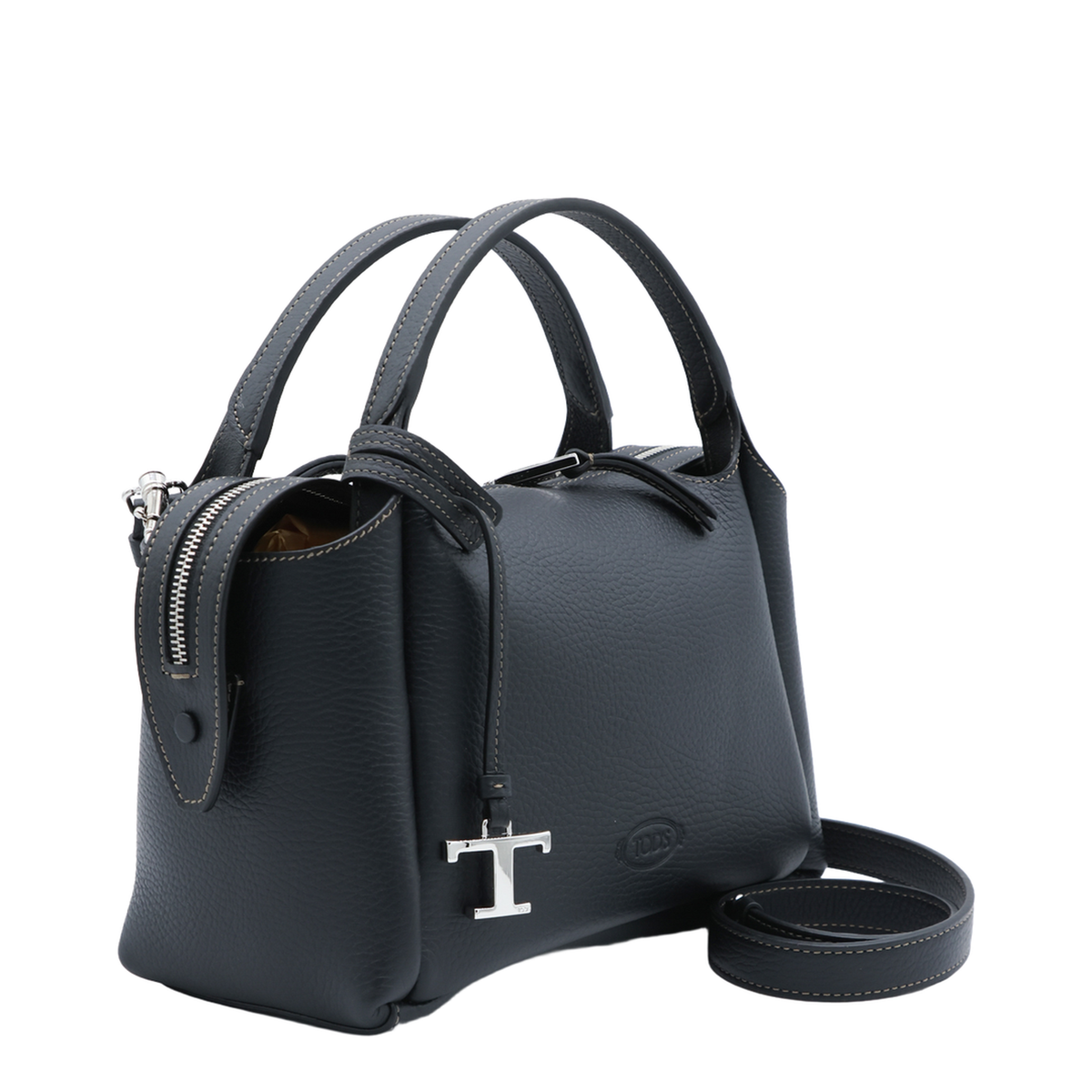 Medium Leather Top Handle Bag - Black - Image 3